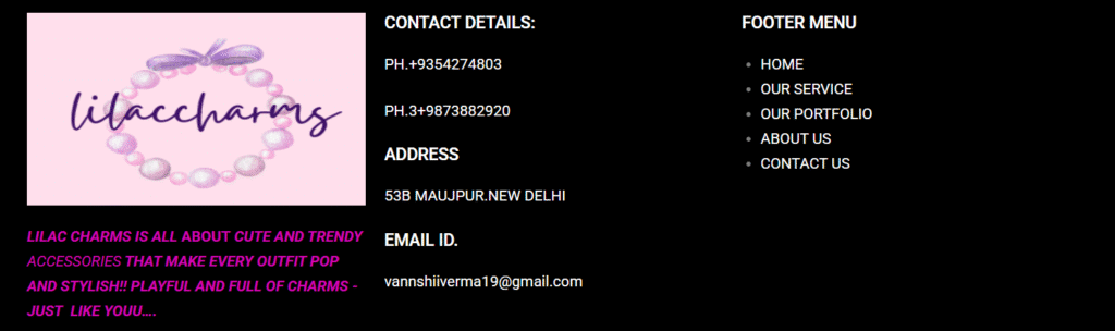 footer menu lilacharms
